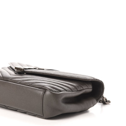 Saint Laurent Sheepskin Matelasse Chevron Monogram Medium College Bag Asphalt 12 of 17