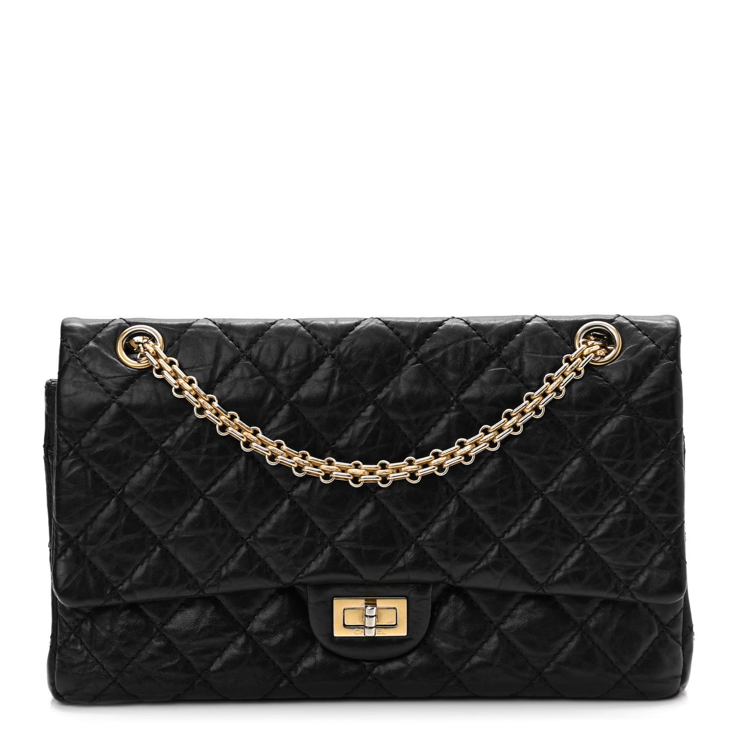 Aged Calfskin Quilted 2.55 Reissue 226 Flap Black