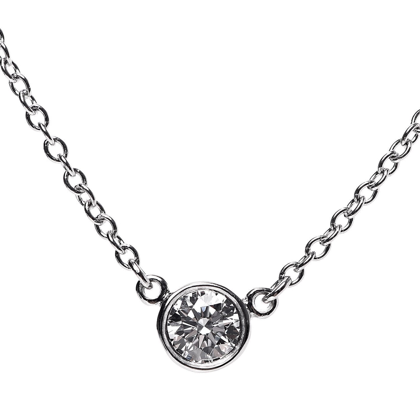 Platinum Diamond .14ct Elsa Peretti Diamonds by the Yard Pendant Necklace