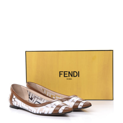 Fendi PVC Calfskin FF Colibri Ballerina Flats 39.5 White Cuoio 12 of 12