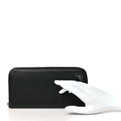 Prada Saffiano Triangle Zip Wallet Black 3 of 14
