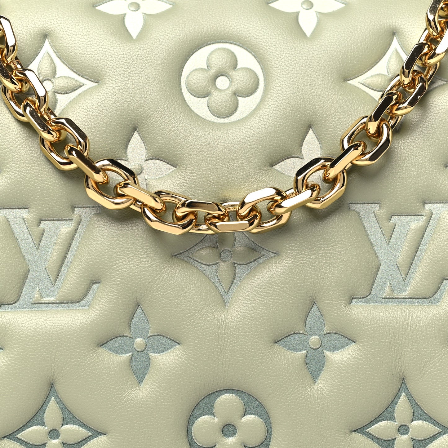 Lambskin Embossed Monogram Pochette Coussin Green