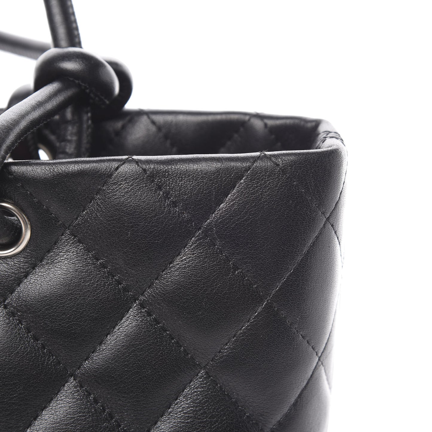 Calfskin Quilted Medium Cambon Tote Black White