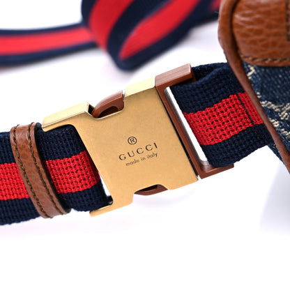 Gucci New Denim GG Monogram Dollar Calfskin Web Retro Interlocking G Belt Bag Blue Tea Cuir Epilog 10 of 10