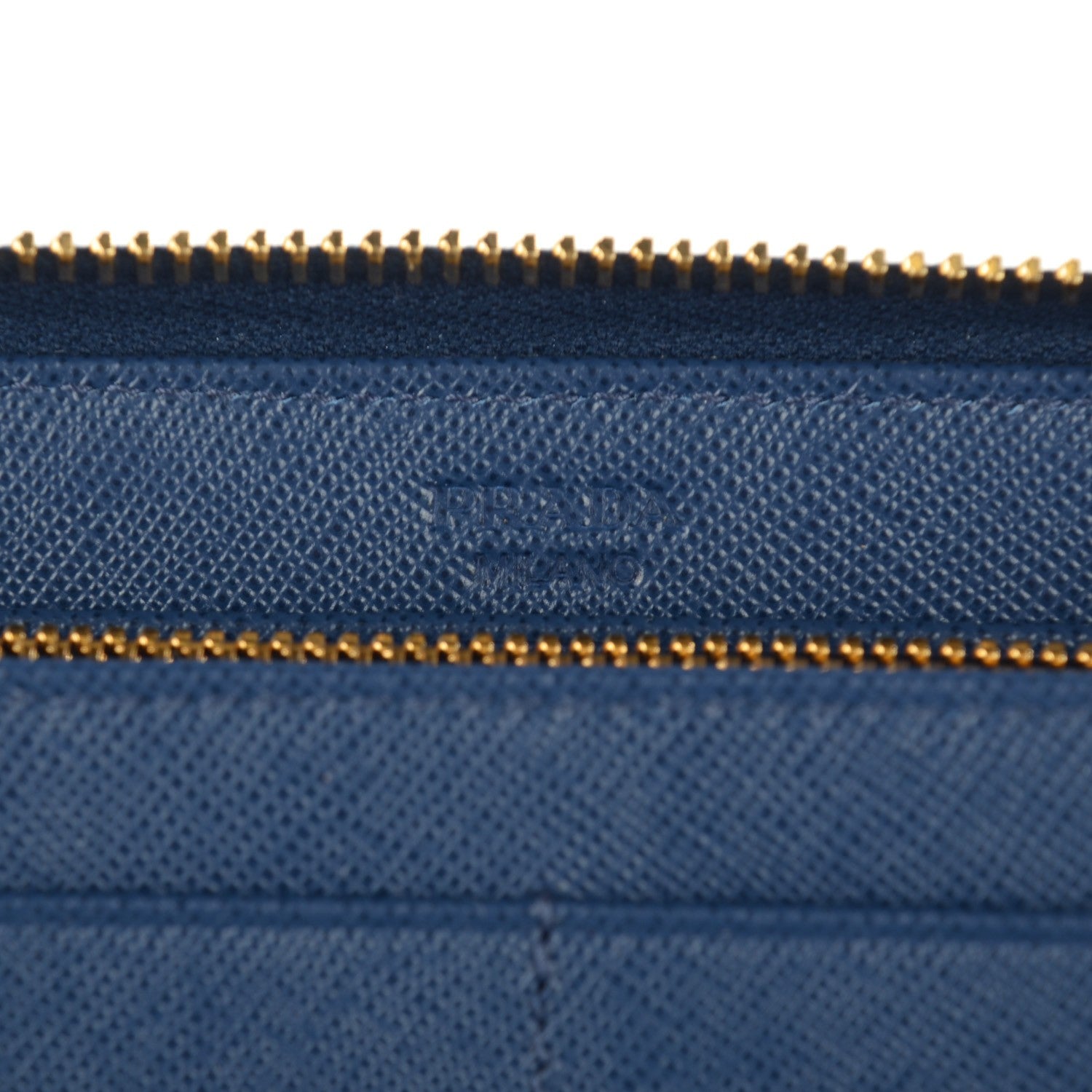 Prada Saffiano Triangle Large Zip Around Travel Wallet Bleuette 6 of 8