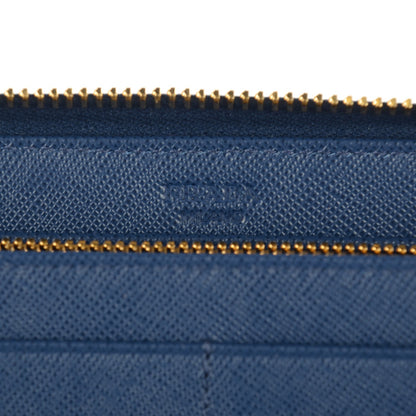 Prada Saffiano Triangle Large Zip Around Travel Wallet Bleuette 6 of 8