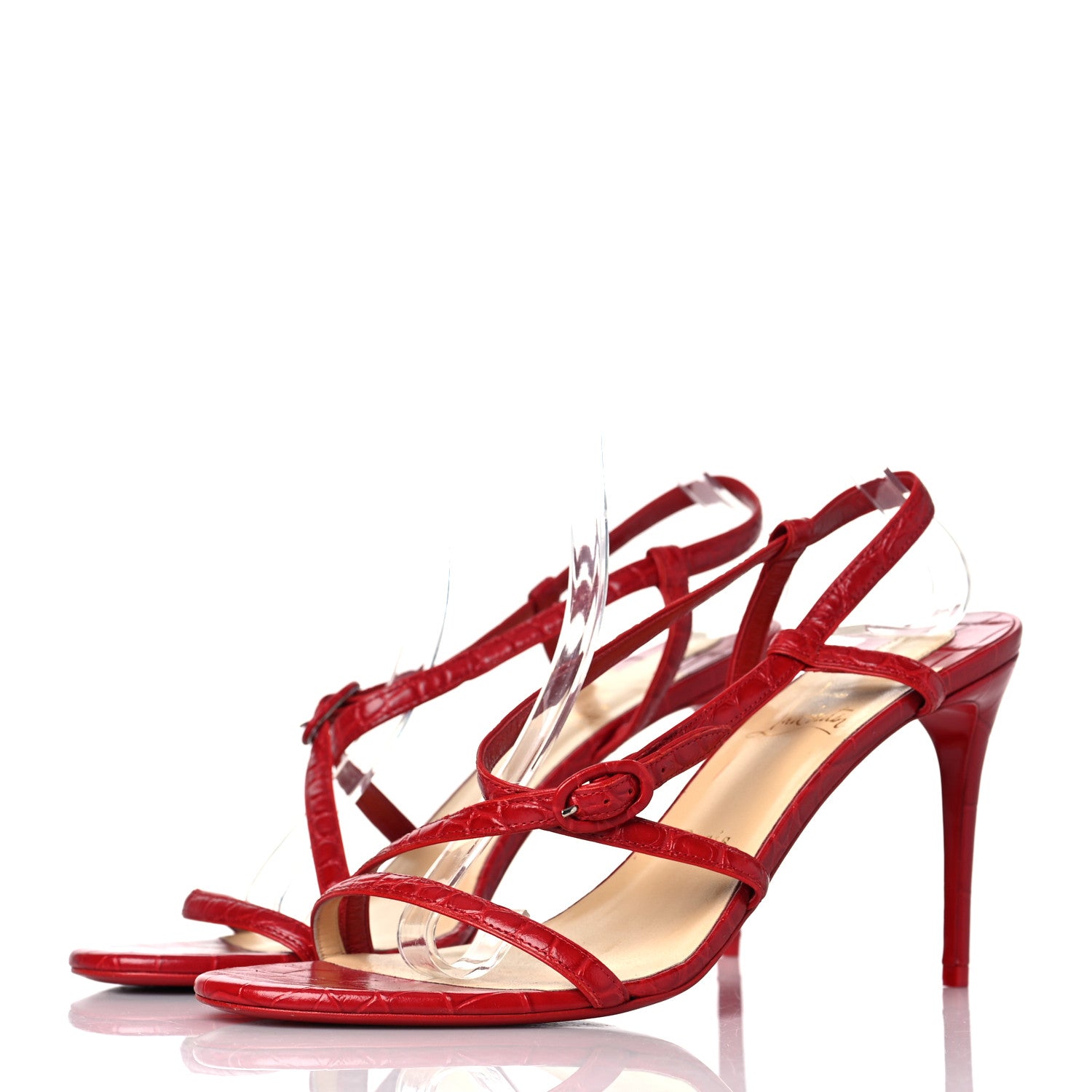 Christian Louboutin Calfskin Alligator Embossed Selima 85 Sandals 40 Loubi 3 of 7