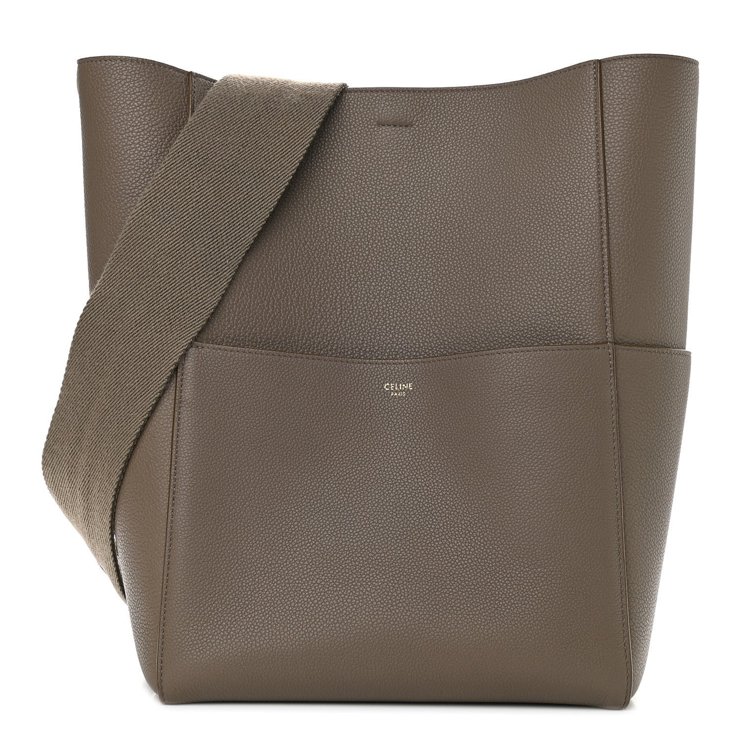 Soft Grained Calfskin Sangle Bucket Bag Taupe