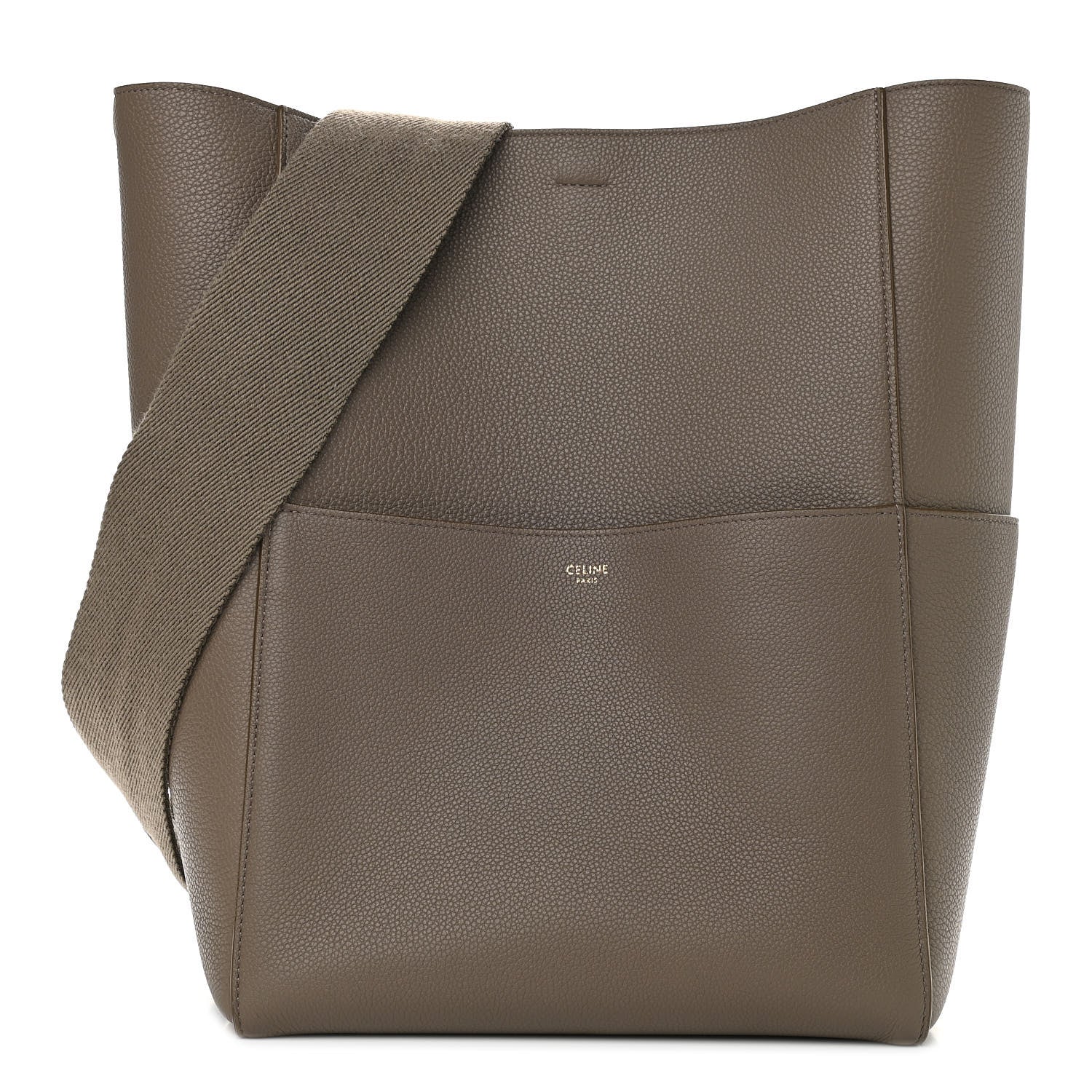 Celine Soft Grained Calfskin Sangle Bucket Bag Taupe 1 of 8