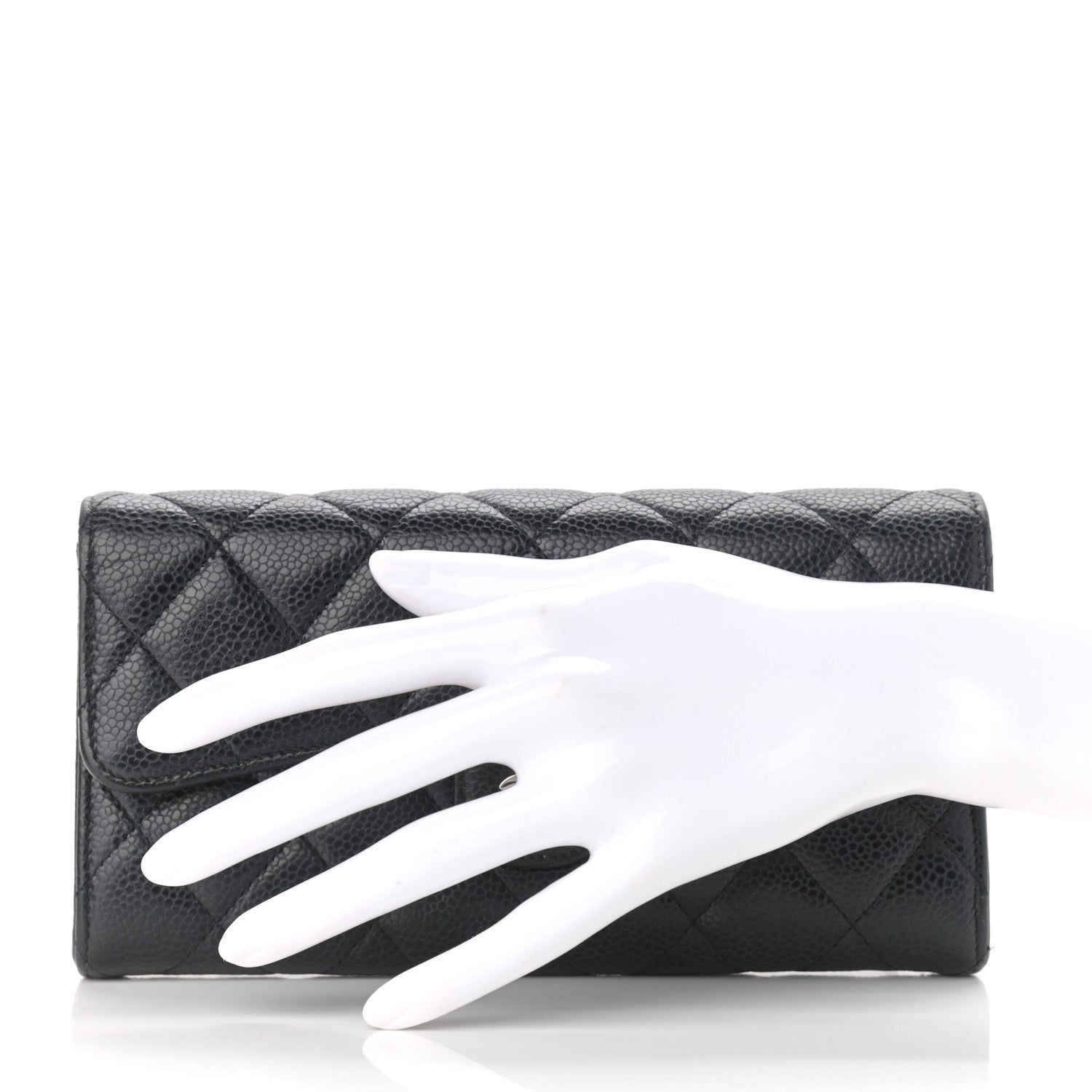 Chanel Caviar Quilted Large Gusset Flap Wallet Black 2 of 9
