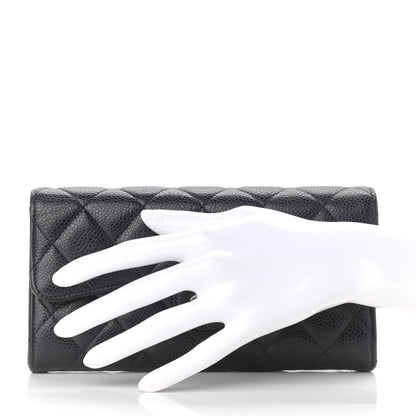 Chanel Caviar Quilted Large Gusset Flap Wallet Black 2 of 9