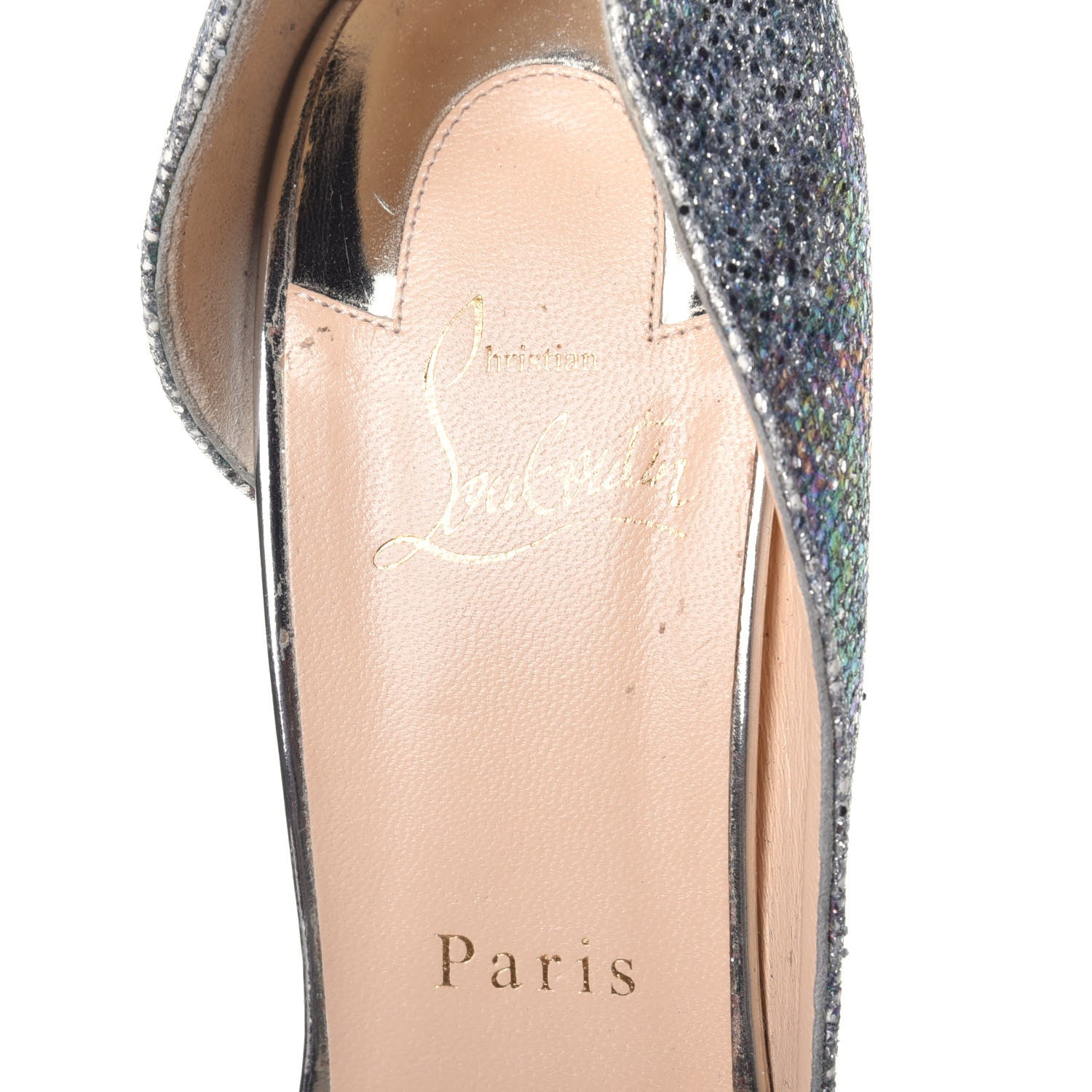 Christian Louboutin Glitter Solaria Specchio Toboggan 100 Sandals 40 Multi Light Gold 7 of 8