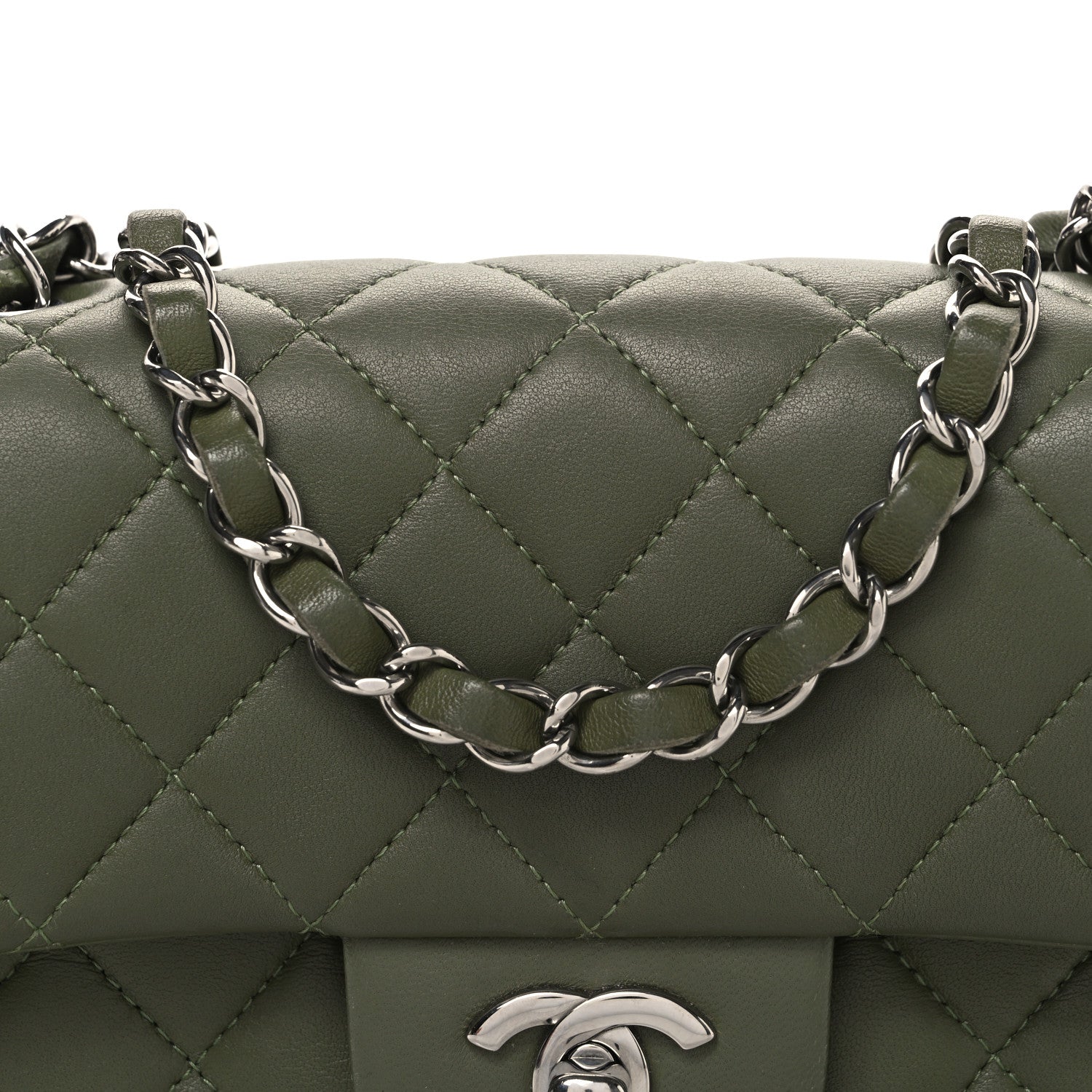 Chanel Lambskin Quilted Mini Rectangular Flap Green 8 of 11