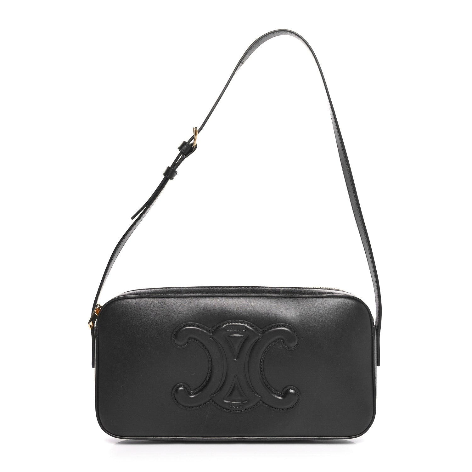 Celine Smooth Calfskin Cuir Triomphe Camera Shoulder Bag Black 1 of 9