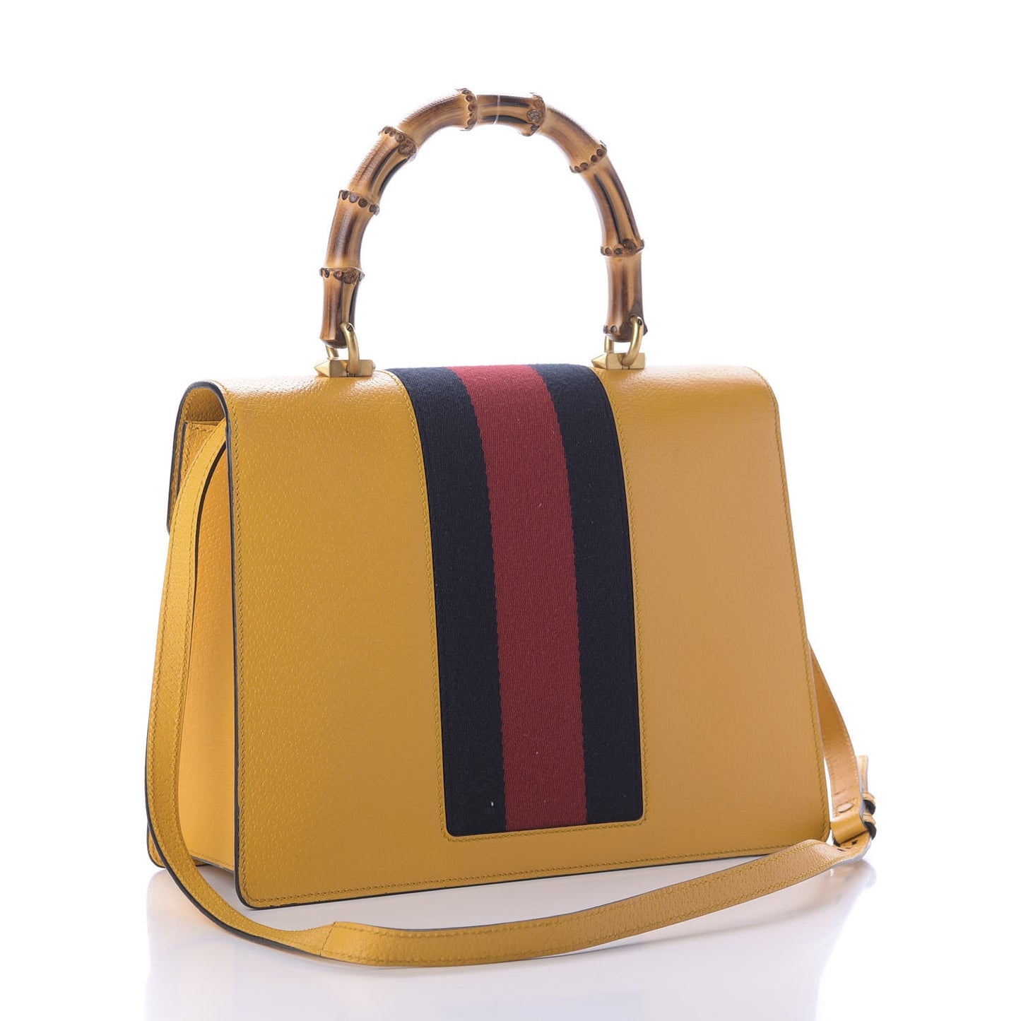Textured Calfskin Bamboo Web Medium Falena Moth Top Handle Bag Crop