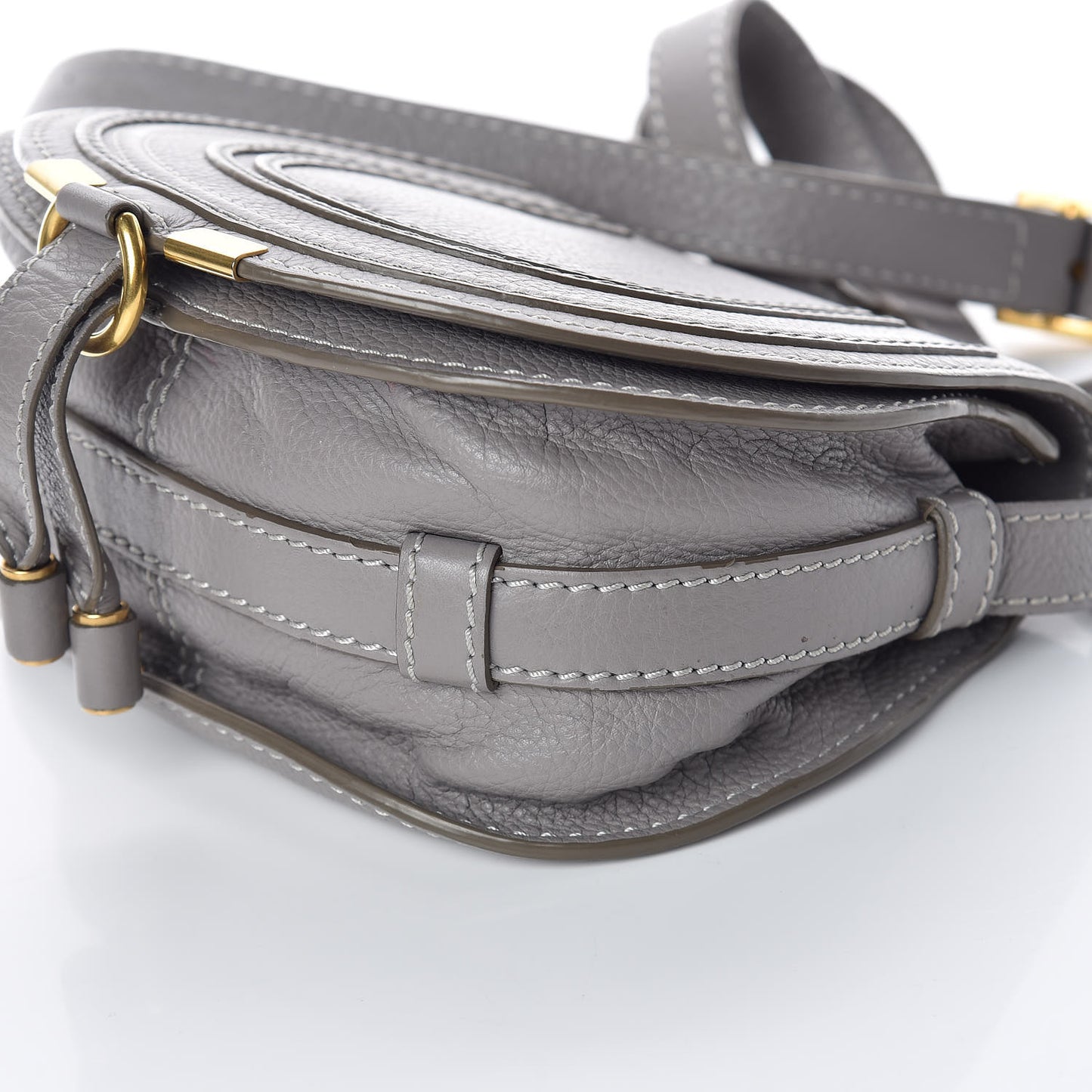 Calfskin Mini Marcie Round Crossbody Bag Cashmere Grey