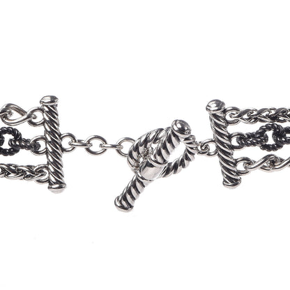 David Yurman Darkened Sterling Silver Chain Three Strand Necklace 4 of 5