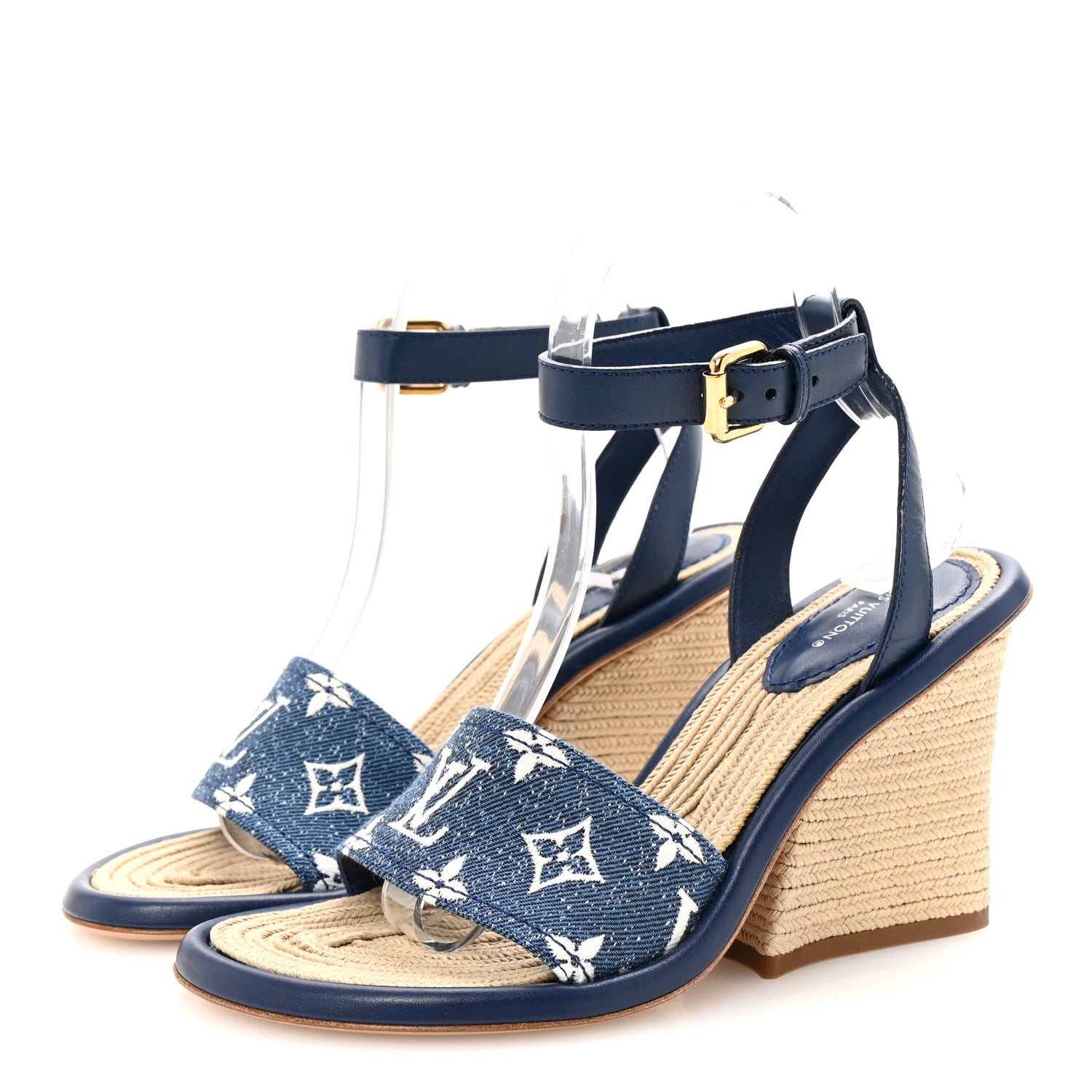 Louis Vuitton Monogram Denim Maia Wedge Sandal 37 4 of 9