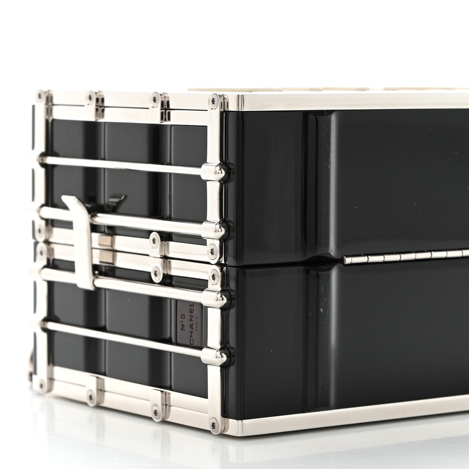 Chanel Resin Enamel CC Shopping Container Signature Minaudiere Clutch Black White 8 of 10