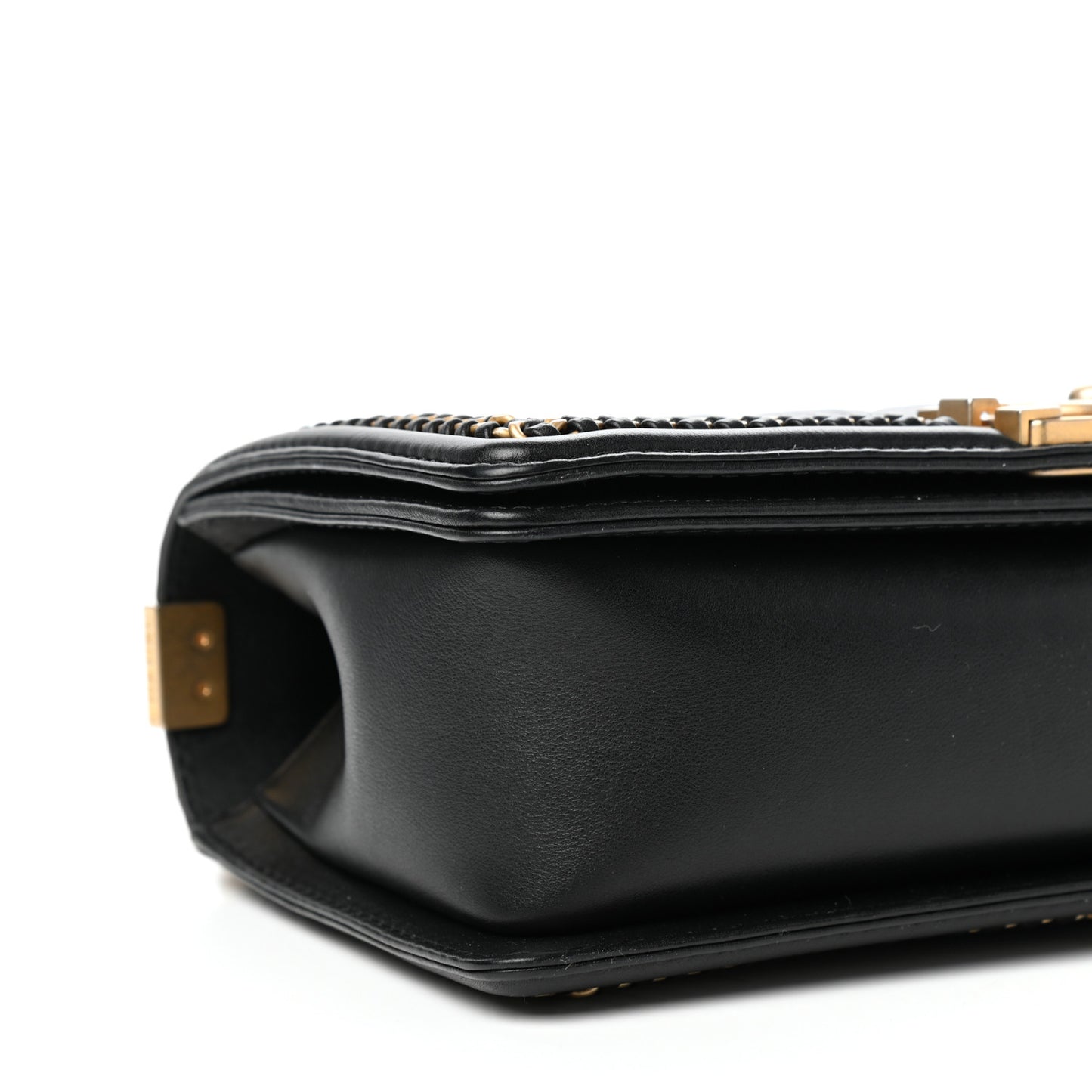 Calfskin Quilted Medium Boy Top Handle Flap Black
