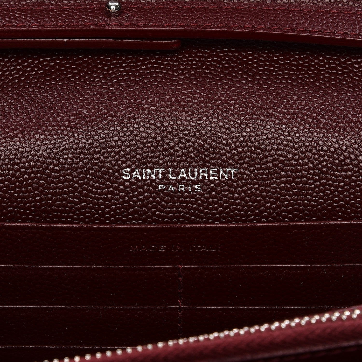 Saint Laurent Grain De Poudre Matelasse Chevron Monogram Chain Wallet Palissandre 6 of 8