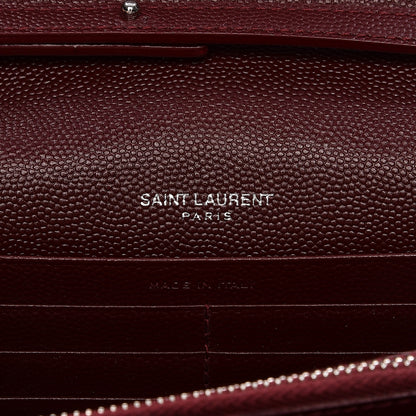 Saint Laurent Grain De Poudre Matelasse Chevron Monogram Chain Wallet Palissandre 6 of 8