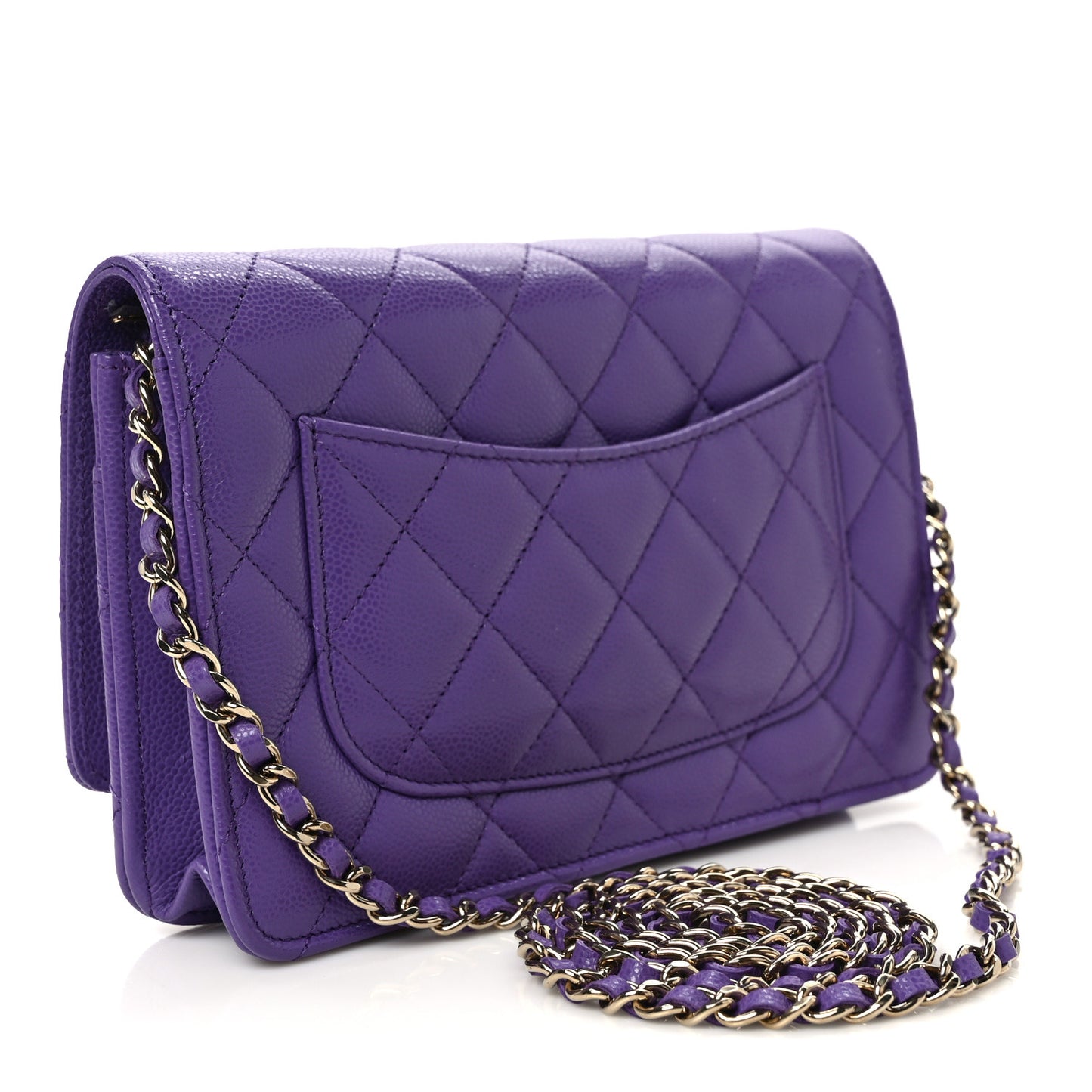 Caviar Quilted Wallet On Chain WOC Purple