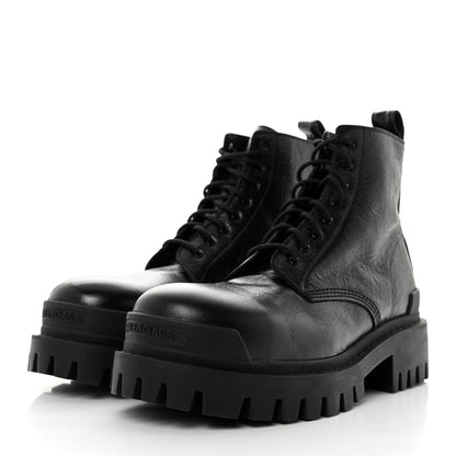 Balenciaga Calfskin Mens Strike 20mm Lace Up Boots 45 Black 3 of 8