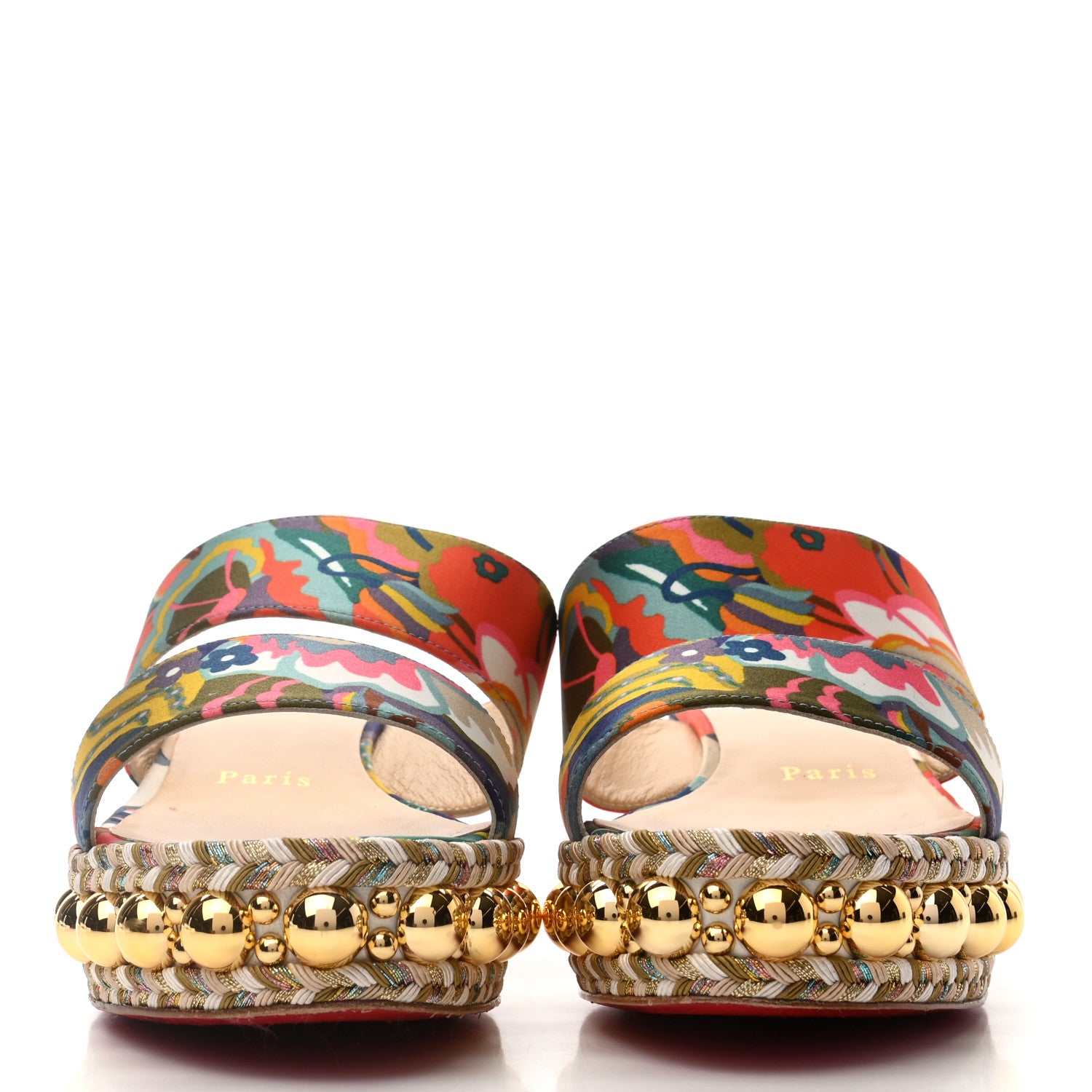 Christian Louboutin Satin Wallpaper Janitag 60 Platform Slide Sandals 36 Charlotte 2 of 7