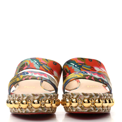 Christian Louboutin Satin Wallpaper Janitag 60 Platform Slide Sandals 36 Charlotte 2 of 7