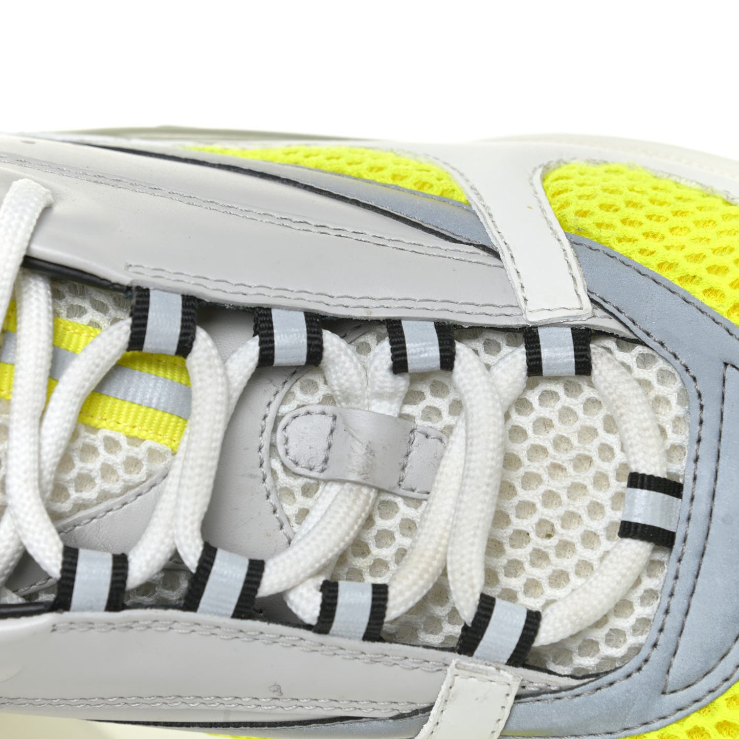 Technical Mesh Calfskin Mens B22 Sneakers 43 White Yellow