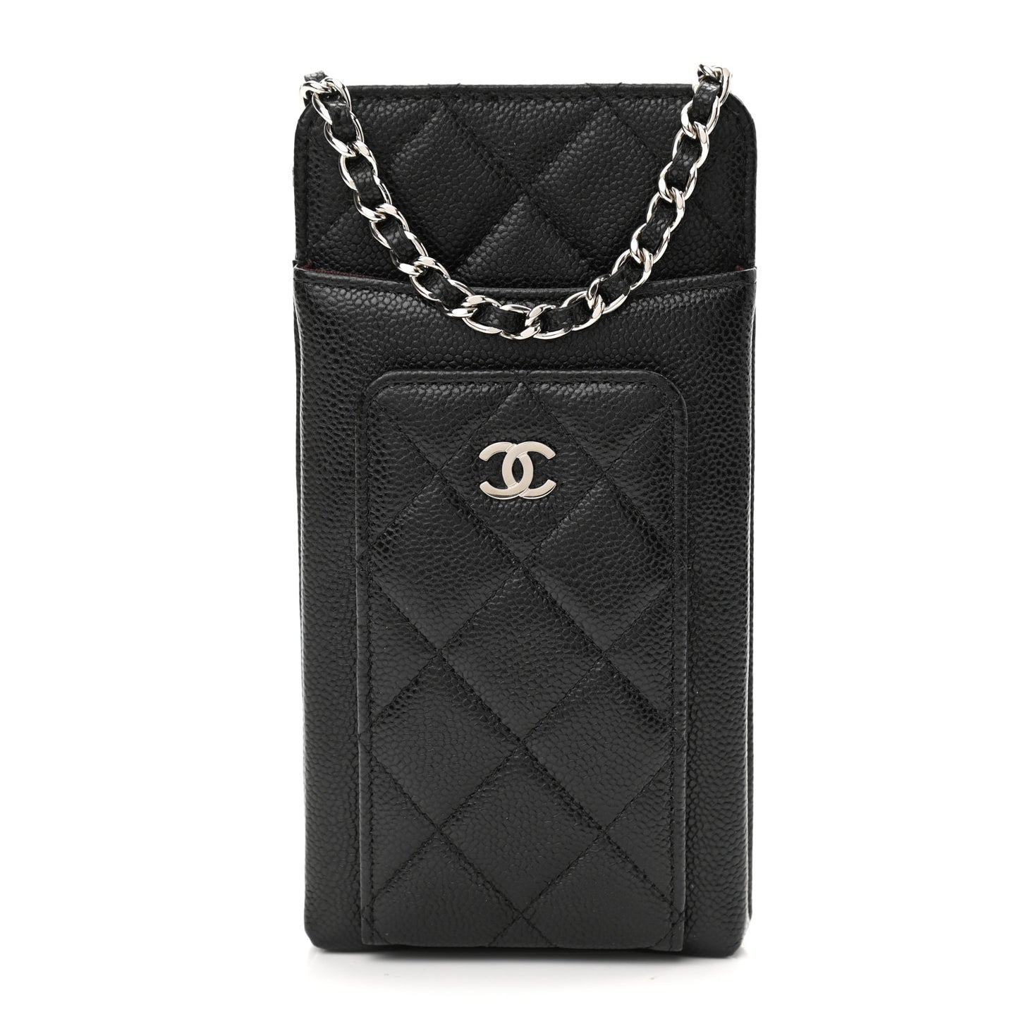 Caviar Quilted CC Phone Holder Black