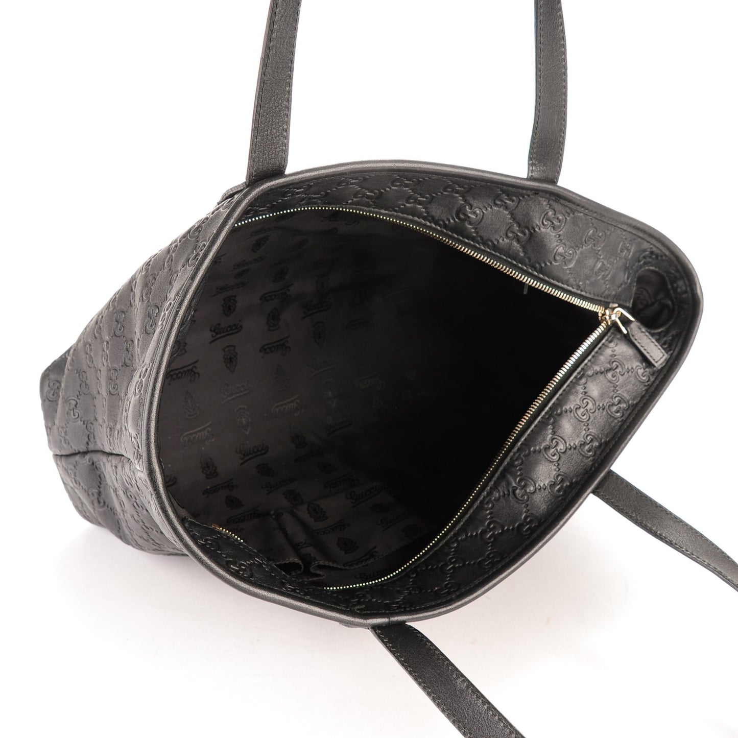 Guccissima Medium Zippered Shopping Tote Black