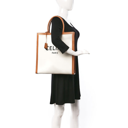 Celine Canvas Calfskin Vertical Cabas Natural Tan 2 of 8