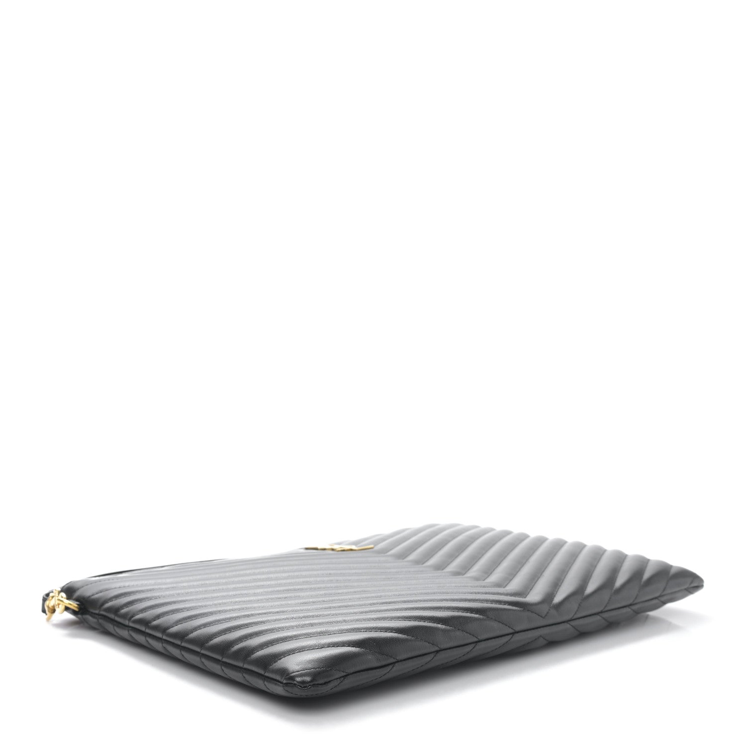 Saint Laurent Calfskin Matelasse Chevron Monogram Document Holder Black 4 of 9