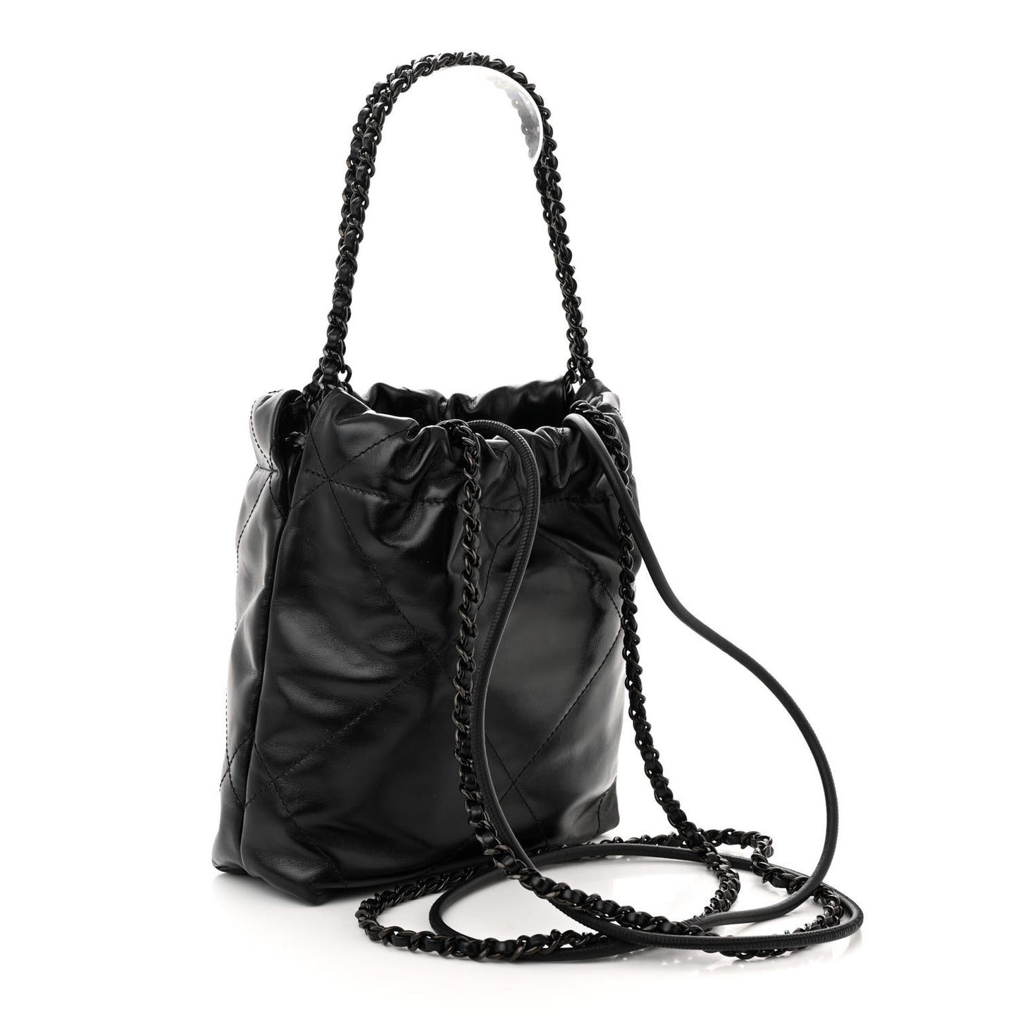 Shiny Calfskin Quilted Monochrome Mini Chanel 22 Black