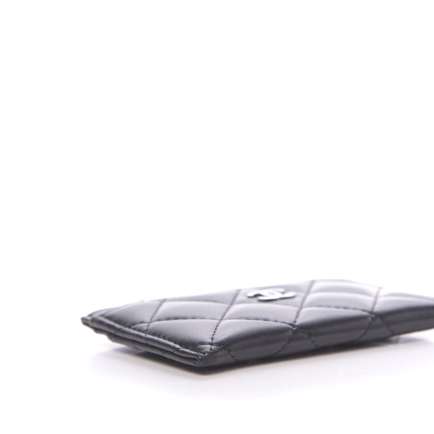 Lambskin Quilted Card Holder Black