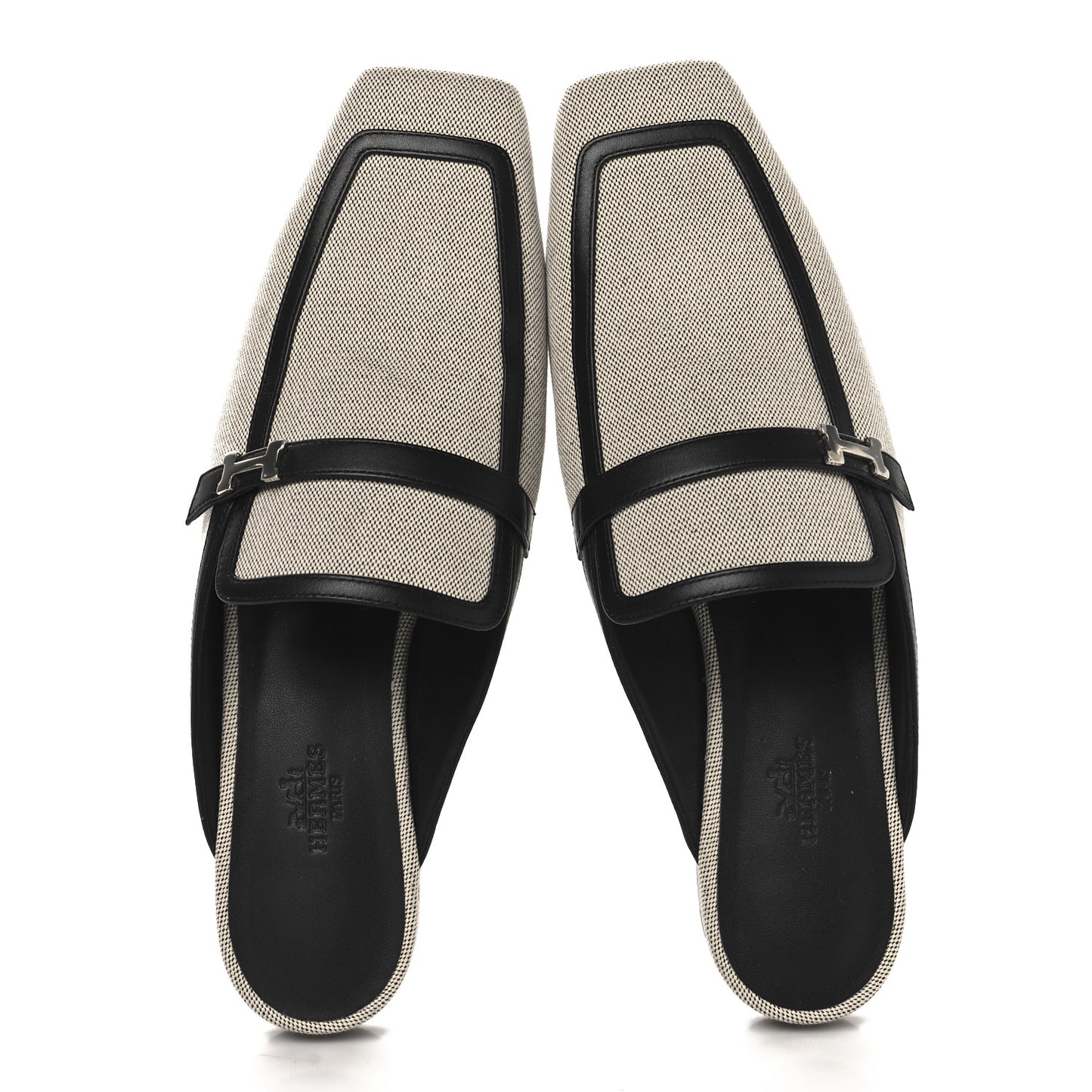 Canvas Calfskin Womens Groupie Mules 39.5 Prunoir Black