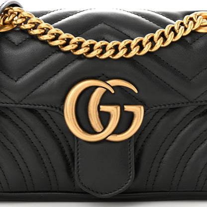 Gucci Calfskin Matelasse Mini GG Marmont Shoulder Bag Black 8 of 10