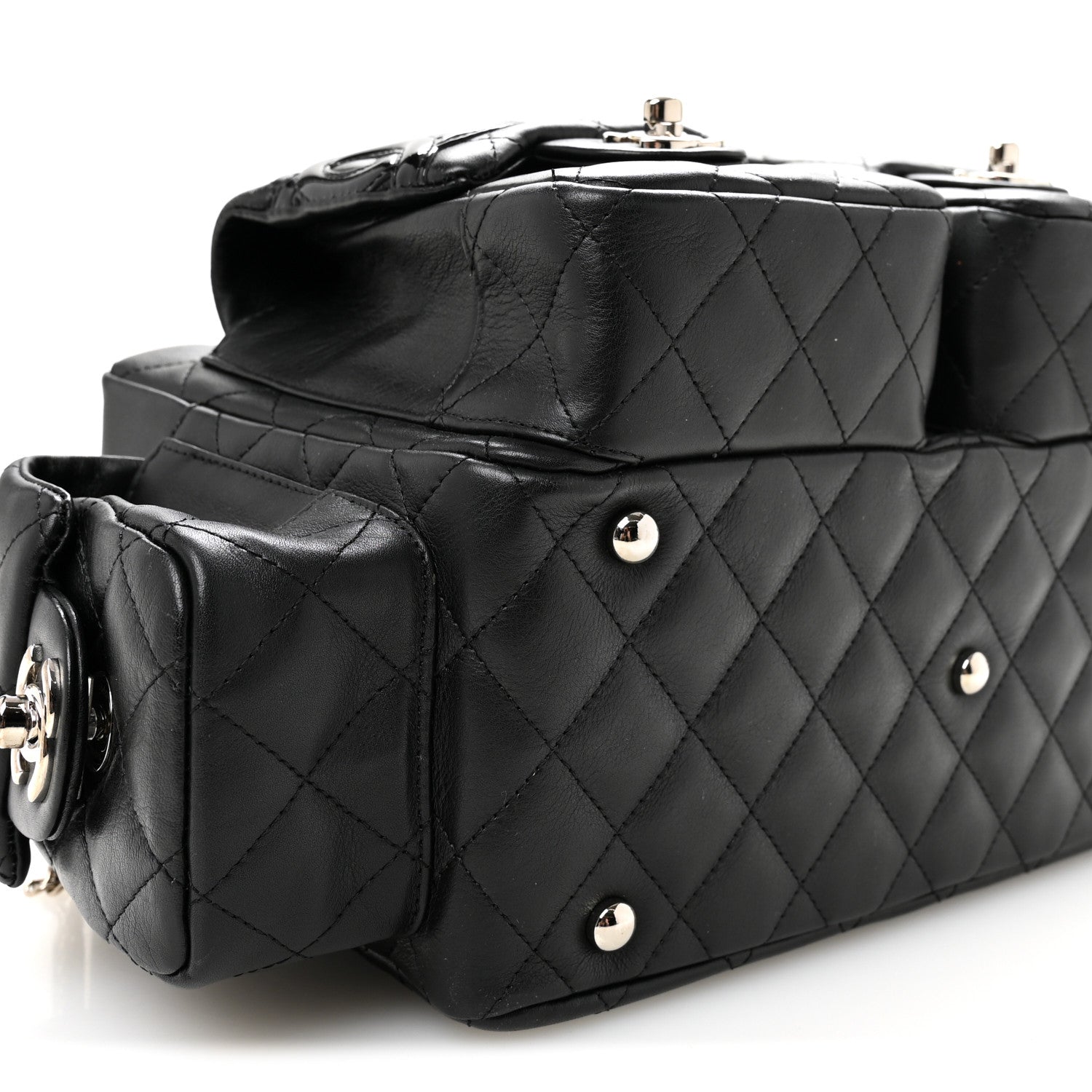 Chanel Calfskin Quilted Small Cambon Multipocket Reporter Black 9 of 10