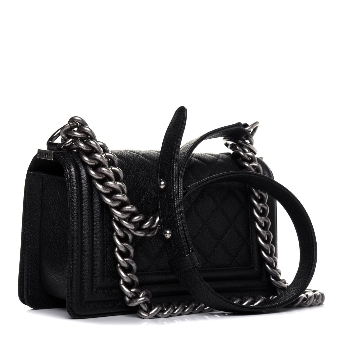 Caviar Quilted Small Boy Flap Black