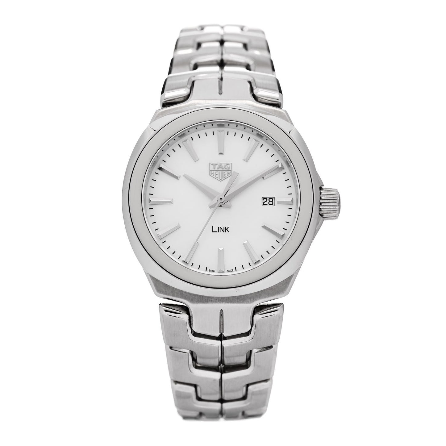 Stainless Steel Mother of Pearl 32mm Link Lady Quartz Watch WBC1310