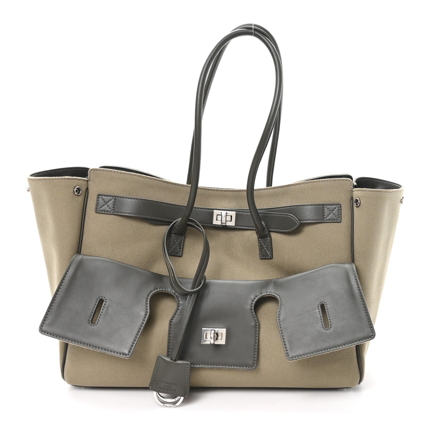 Canvas Smooth Calfskin Medium Bel Air Carry All Bag Khaki