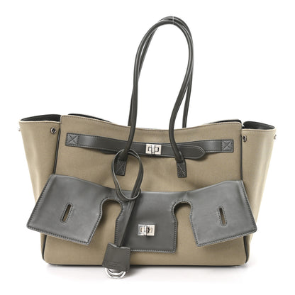 Balenciaga Canvas Smooth Calfskin Medium Bel Air Carry All Bag Khaki 1 of 9