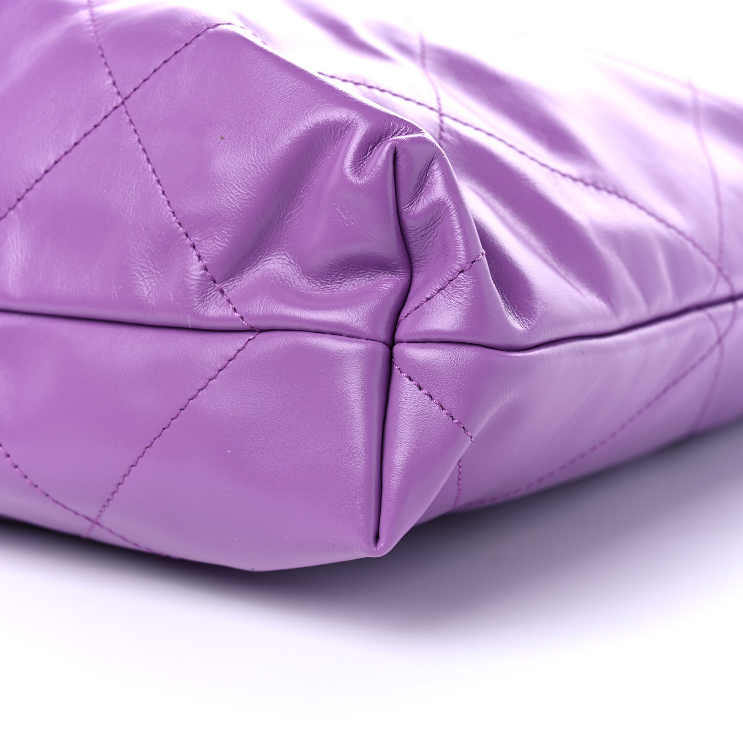 Chanel Shiny Calfskin Quilted Chanel 22 Drawstring Bag Purple 11 of 12