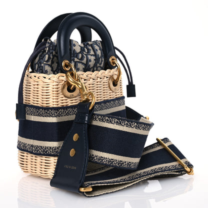 Christian Dior Wicker Oblique Mini Lady Dior Bag Blue 3 of 9