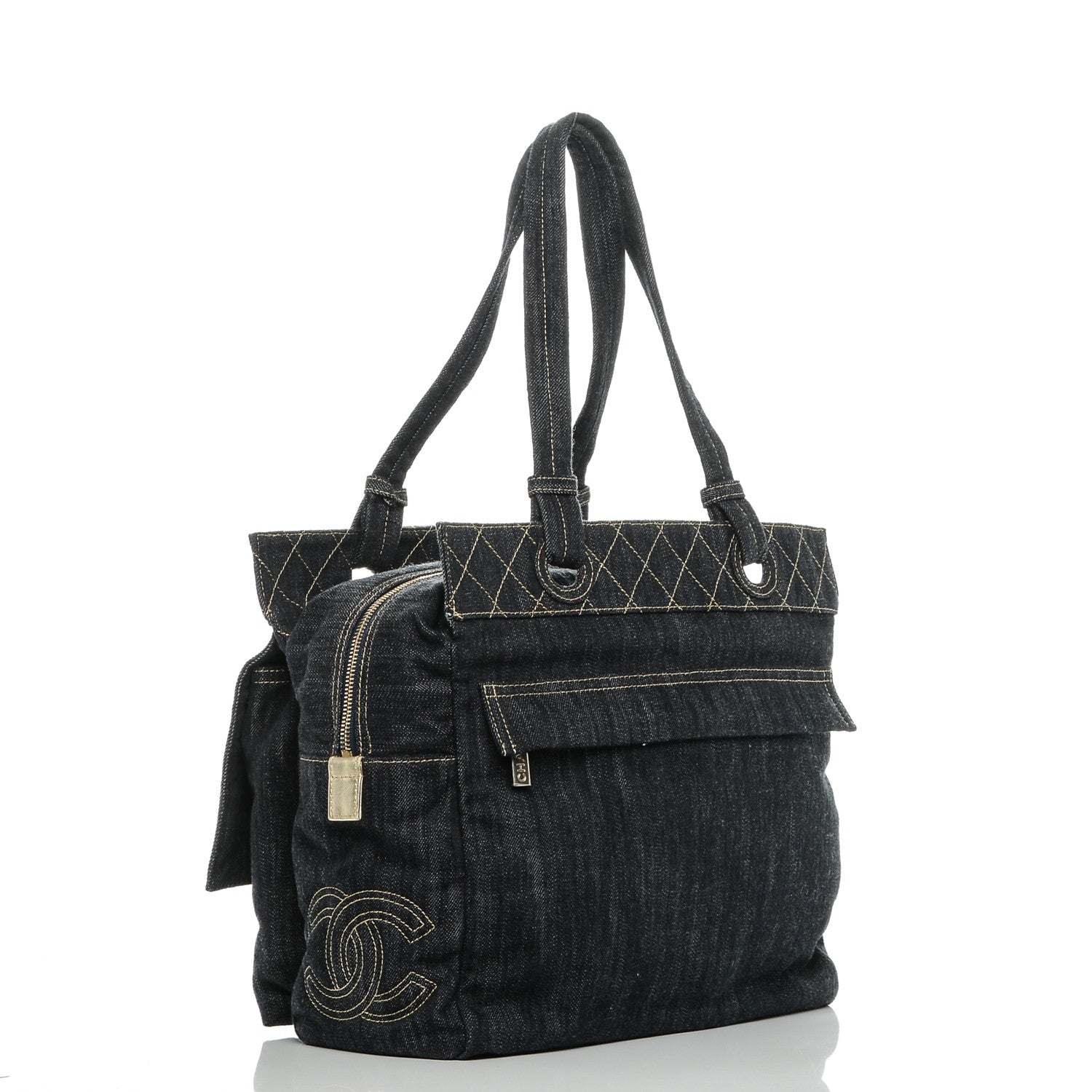 Chanel Denim CC Double Pocket Shoulder Bag Blue 3 of 7