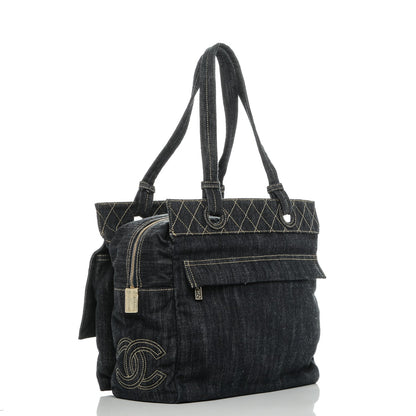 Chanel Denim CC Double Pocket Shoulder Bag Blue 3 of 7
