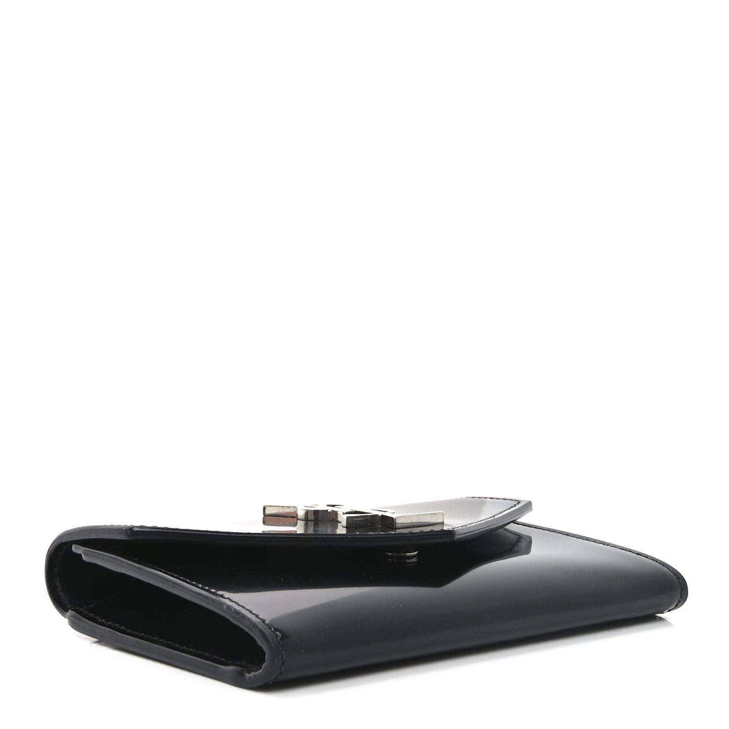 Patent Calfskin Small Monogram Envelope Wallet Black