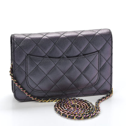 Chanel Iridescent Goatskin Quilted Wallet On Chain WOC Purple 2 of 10